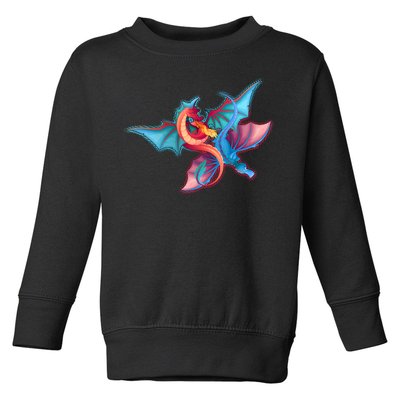 Red And Blue Flying Dragons Toddler Sweatshirt