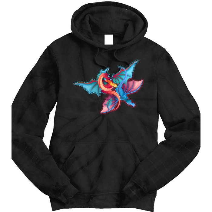 Red And Blue Flying Dragons Tie Dye Hoodie