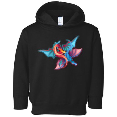 Red And Blue Flying Dragons Toddler Hoodie