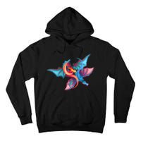 Red And Blue Flying Dragons Tall Hoodie