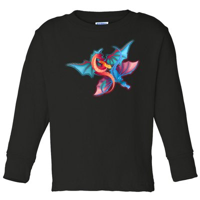 Red And Blue Flying Dragons Toddler Long Sleeve Shirt