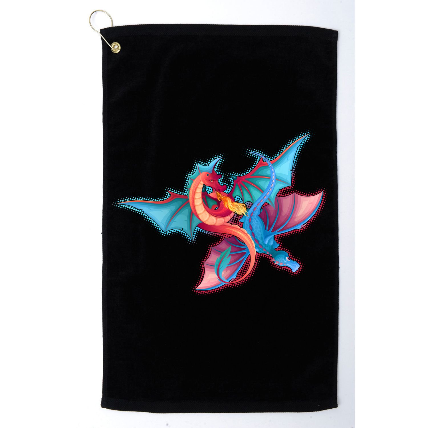 Red And Blue Flying Dragons Golf Towel