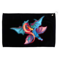 Red And Blue Flying Dragons Grommeted Golf Towel