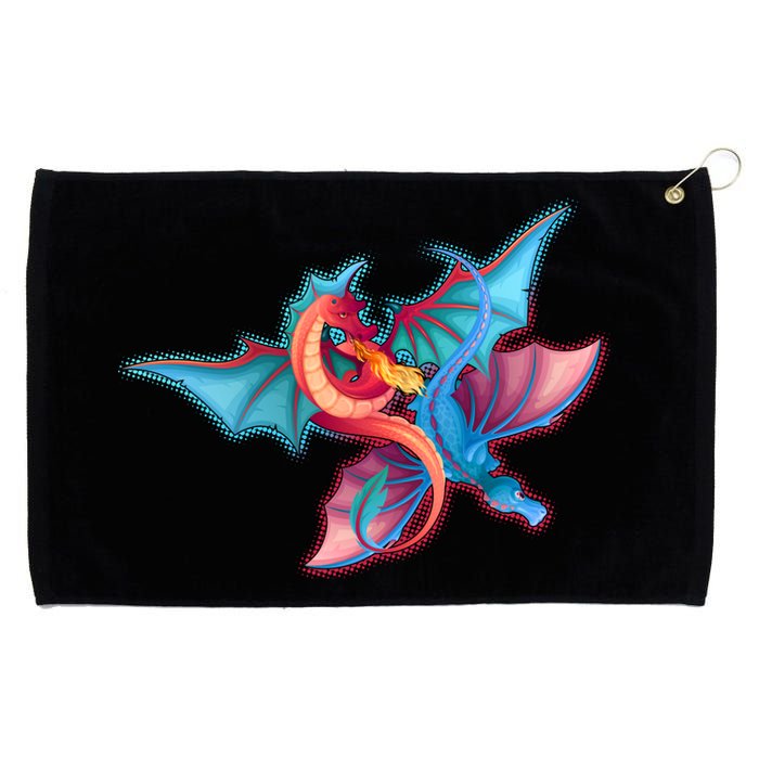 Red And Blue Flying Dragons Grommeted Golf Towel