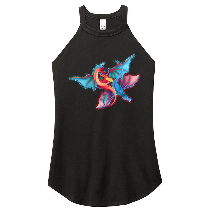 Red And Blue Flying Dragons Women's Perfect Tri Rocker Tank