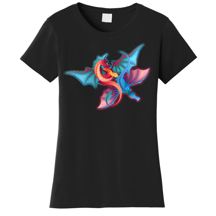 Red And Blue Flying Dragons Women's T-Shirt