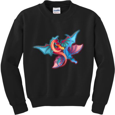 Red And Blue Flying Dragons Kids Sweatshirt