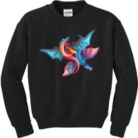 Red And Blue Flying Dragons Kids Sweatshirt