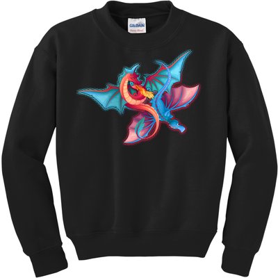 Red And Blue Flying Dragons Kids Sweatshirt