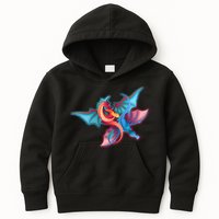 Red And Blue Flying Dragons Kids Hoodie