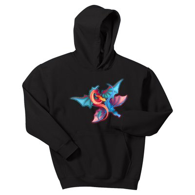 Red And Blue Flying Dragons Kids Hoodie