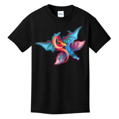 Red And Blue Flying Dragons Kids T-Shirt