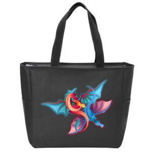 Red And Blue Flying Dragons Zip Tote Bag