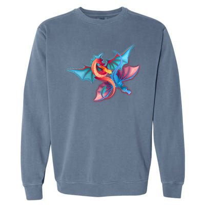 Red And Blue Flying Dragons Garment-Dyed Sweatshirt