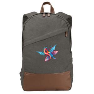 Red And Blue Flying Dragons Cotton Canvas Backpack