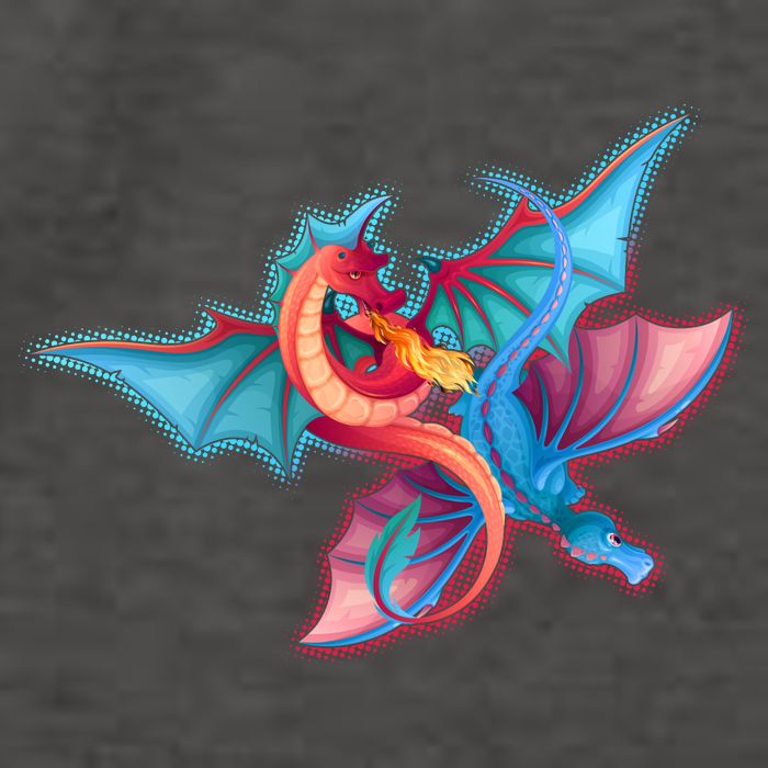 Red And Blue Flying Dragons Vector Backpack