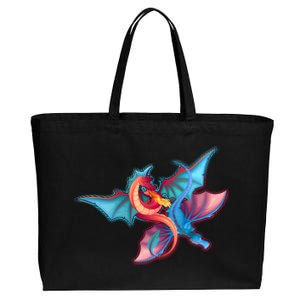 Red And Blue Flying Dragons Cotton Canvas Jumbo Tote