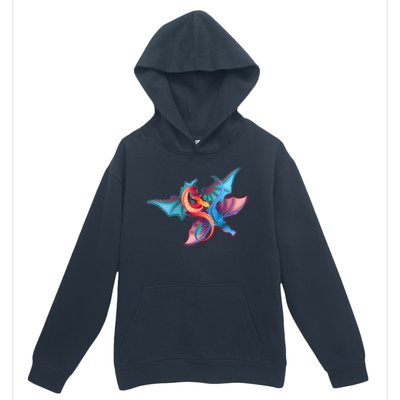 Red And Blue Flying Dragons Urban Pullover Hoodie