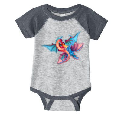 Red And Blue Flying Dragons Infant Baby Jersey Bodysuit