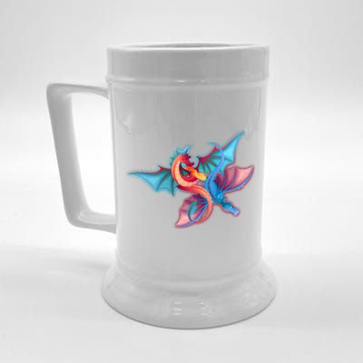 Red And Blue Flying Dragons Beer Stein