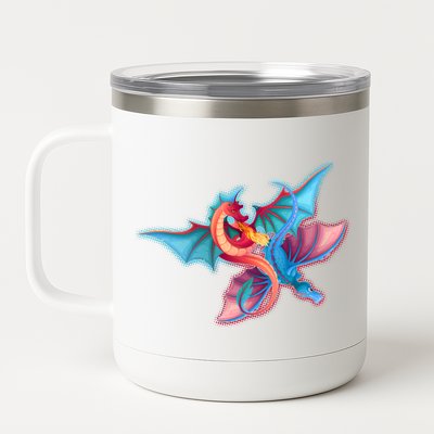 Red And Blue Flying Dragons 12 oz Stainless Steel Tumbler Cup