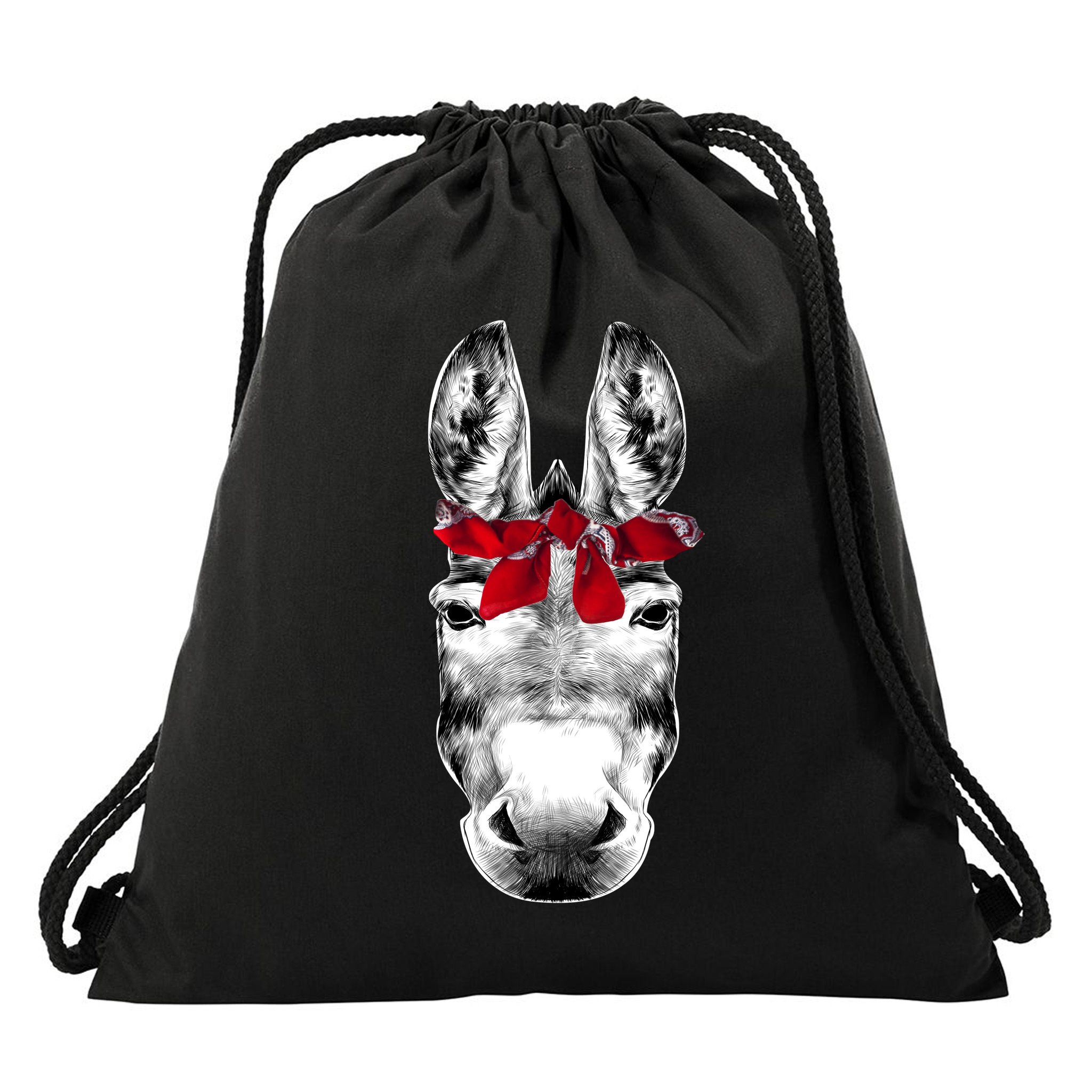 Red Bandanna Gangster Donkey Drawstring Bag