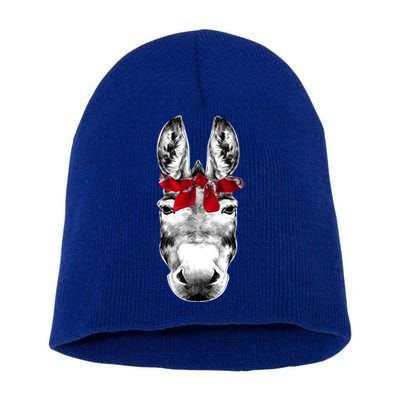 Red Bandanna Gangster Donkey Short Acrylic Beanie