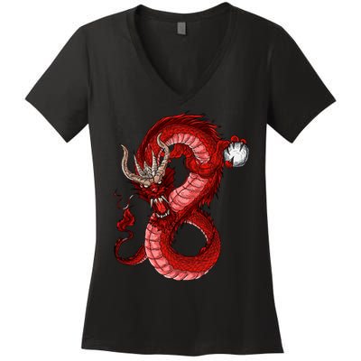 Red Dragon Women's V-Neck T-Shirt