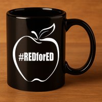 Red For Ed 11oz C Handle Ceramic Mug