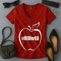 Red For Ed Women's V-Neck T-Shirt