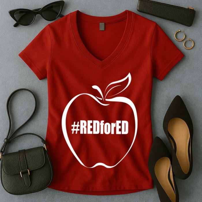 Red For Ed Women's V-Neck T-Shirt