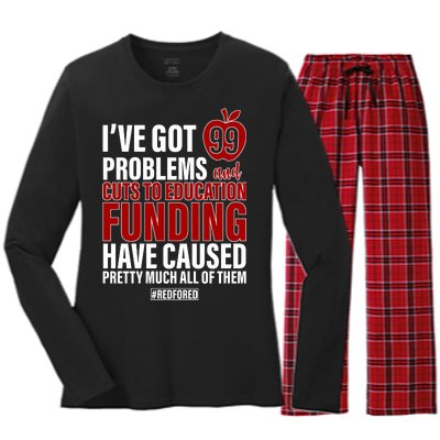 Red For Ed 99 Problems Women's Long Sleeve Flannel Pajama Set 