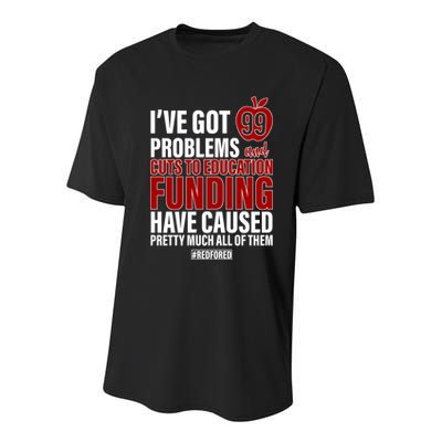 Red For Ed 99 Problems Youth Performance Sprint T-Shirt