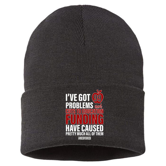 Red For Ed 99 Problems Sustainable Knit Beanie