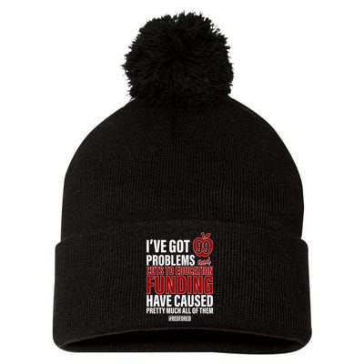 Red For Ed 99 Problems Pom Pom 12in Knit Beanie