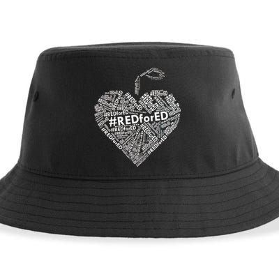 Red For Ed Apple Heart Sustainable Bucket Hat