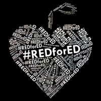 Red For Ed Apple Heart 7-Panel Snapback Hat