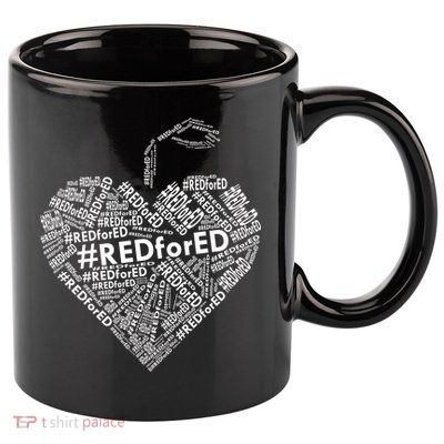 Red For Ed Apple Heart 11oz C Handle Ceramic Mug
