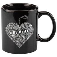 Red For Ed Apple Heart 11oz C Handle Ceramic Mug