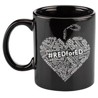 Red For Ed Apple Heart 11oz C Handle Ceramic Mug