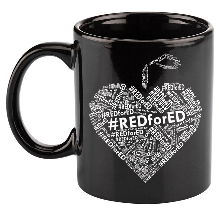 Red For Ed Apple Heart 11oz C Handle Ceramic Mug