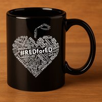 Red For Ed Apple Heart 11oz C Handle Ceramic Mug