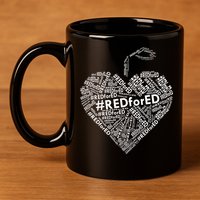 Red For Ed Apple Heart 11oz C Handle Ceramic Mug
