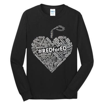 Red For Ed Apple Heart Tall Long Sleeve T-Shirt