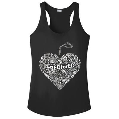 Red For Ed Apple Heart Ladies PosiCharge Competitor Racerback Tank
