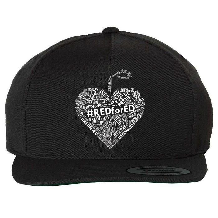 Red For Ed Apple Heart Wool Snapback Cap