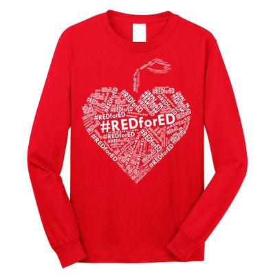 Red For Ed Apple Heart Long Sleeve Shirt