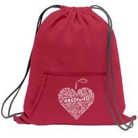 Red For Ed Apple Heart Sweatshirt Cinch Pack Bag