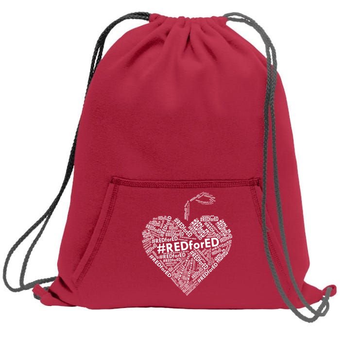 Red For Ed Apple Heart Sweatshirt Cinch Pack Bag