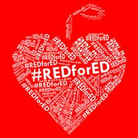 Red For Ed Apple Heart Button